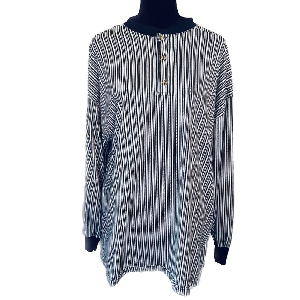 HIGHLAND OUTFITTERS Vintage 90’s NWT Blue Size Large Striped Henley Shirt